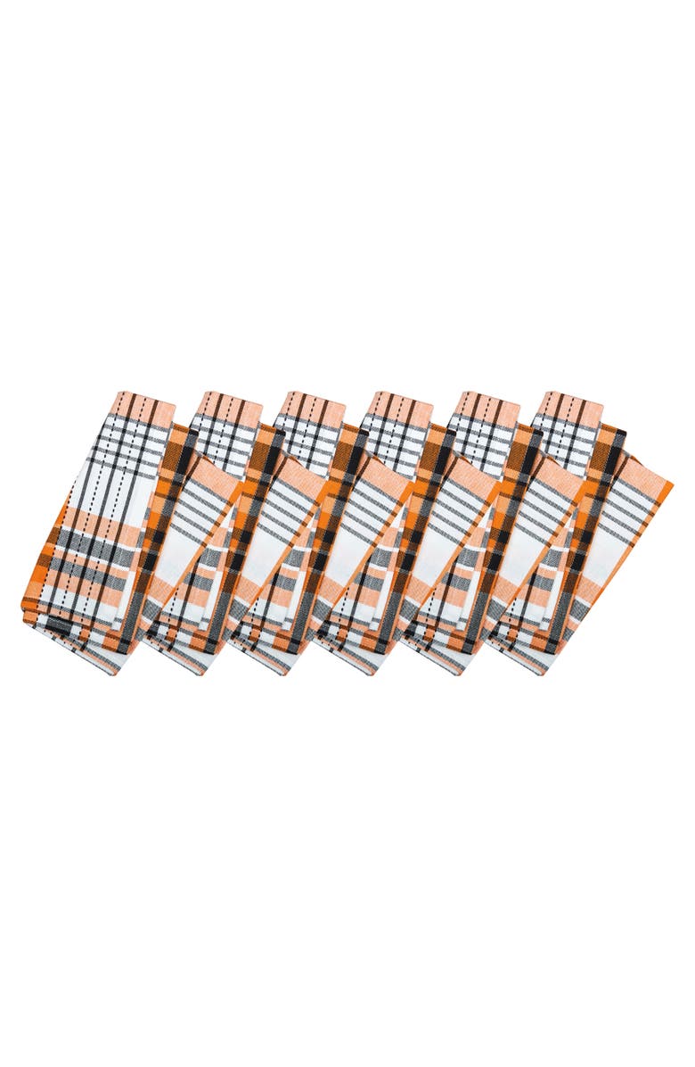 C&F Home Zelda Black and Orange Halloween Plaid Cotton Napkin Set of 6, Main, color, Orange