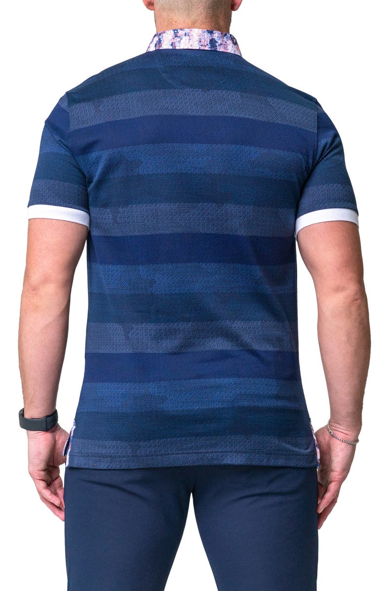 Maceoo Mozartpolk Blue Stripe Cotton Polo, Alternate, color, Blue