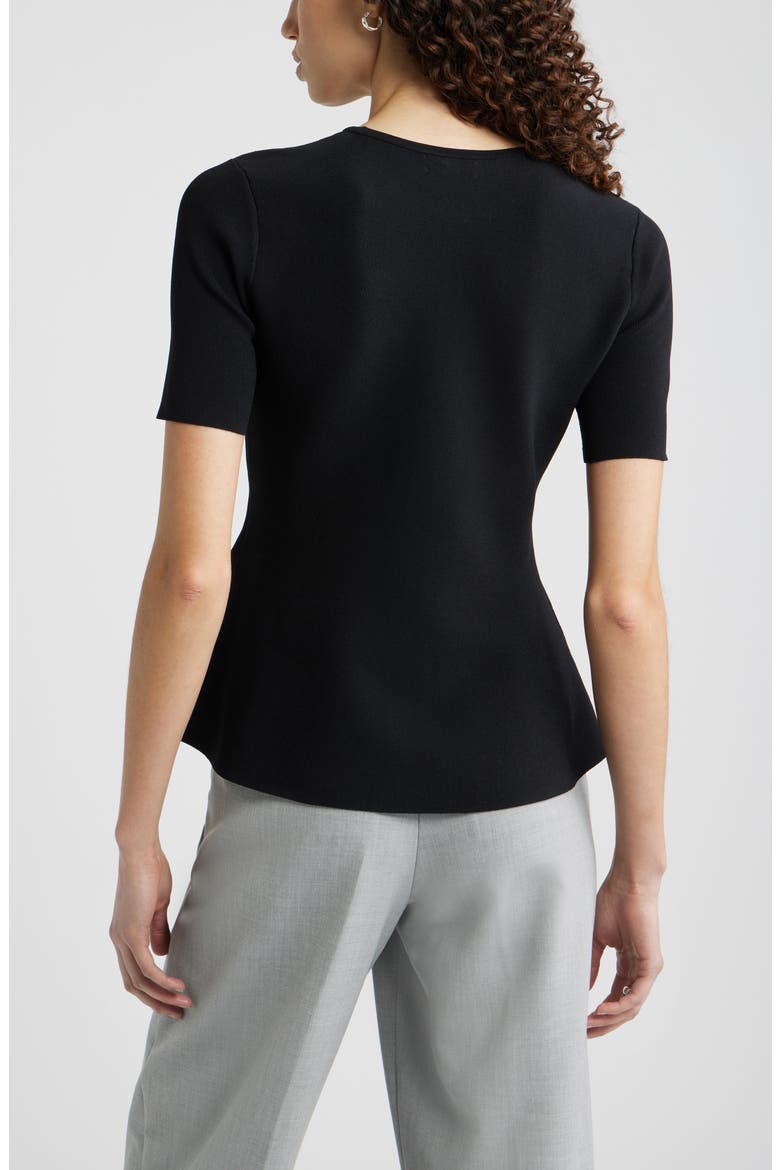 Short Sleeve Peplum Sweater, Alternate, color, BLACK
