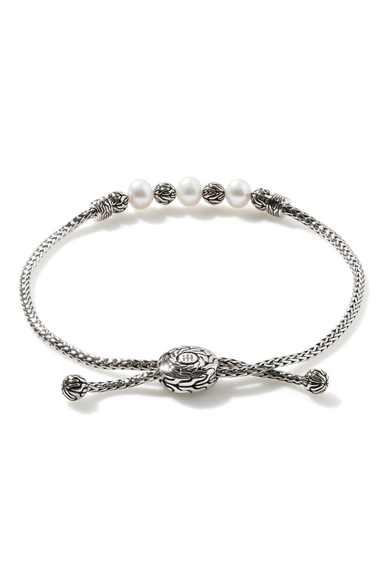 Classic Chain Pearl Pull Through Bracelet, Alternate, color, SILVER