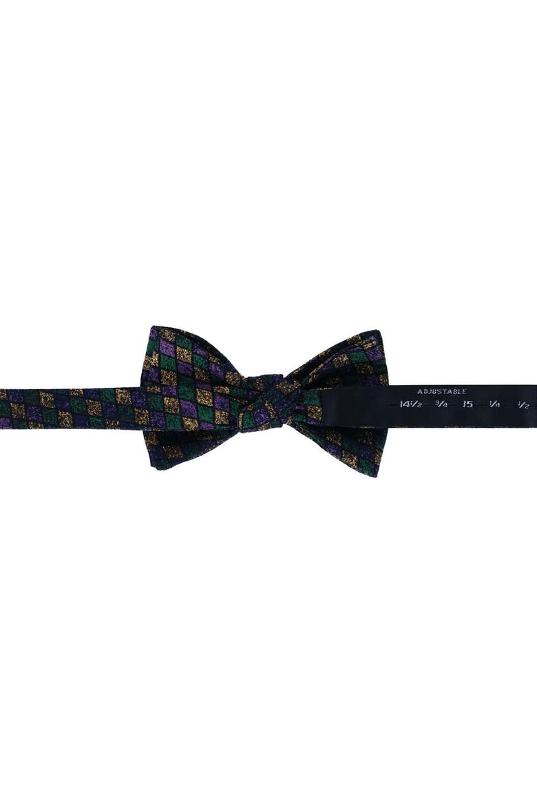 Carnival Diamond Multi-Colored Novelty Silk Bow Tie, Alternate, color, Green, Yellow, and Purple