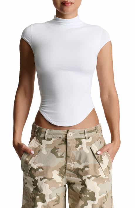 Naked Wardrobe Smooth Mock Neck Crop Top