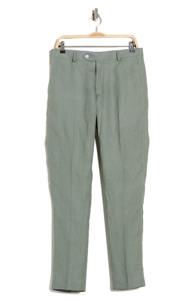 Tommy Hilfiger Flat Front Linen Trousers, Alternate, color, Sage Plain