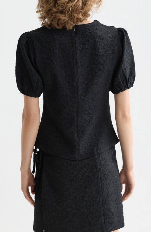 Scotch & Soda Puff Sleeve Textured Top In Black
