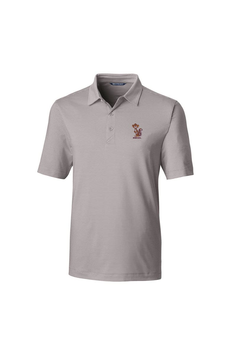 Cutter & Buck Men's Cutter & Buck Gray Minnesota Golden Gophers Vault Forge Pencil Stripe Stretch Polo, Alternate, color,