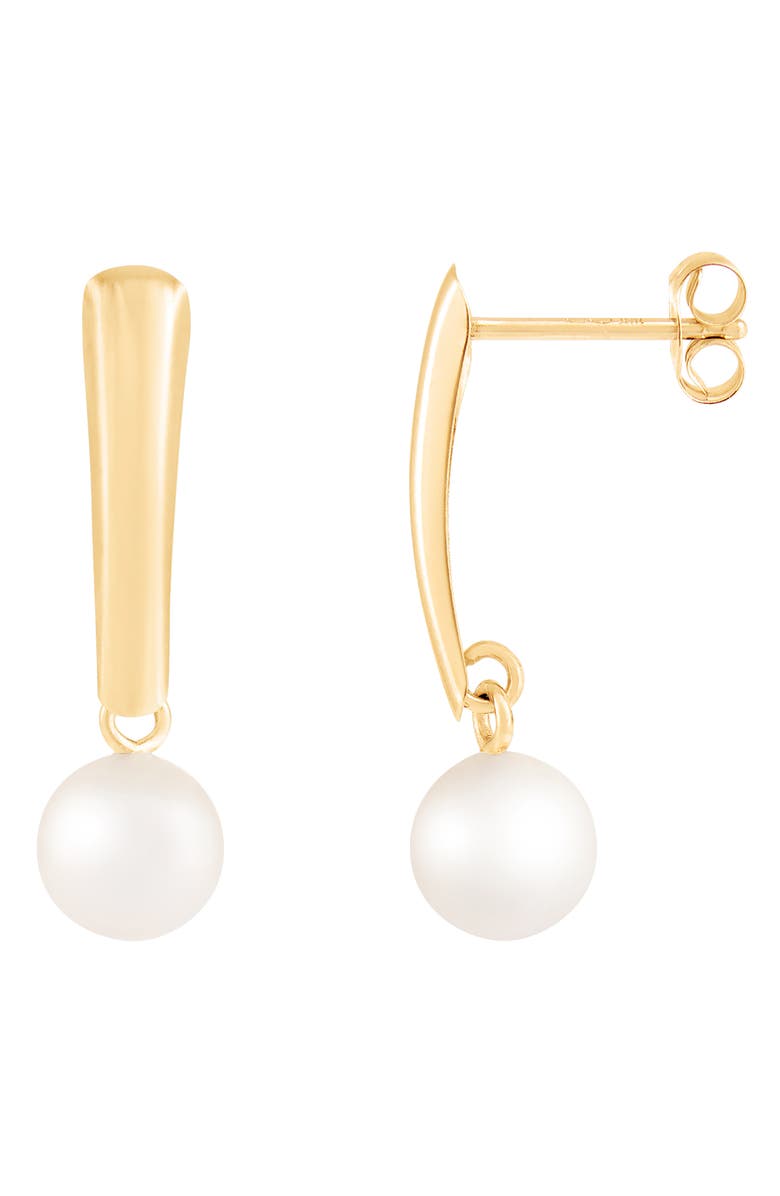 SPLENDID PEARLS 14K Gold 7-8mm Cultured Freshwater Pearl Drop Earrings, Main, color, 