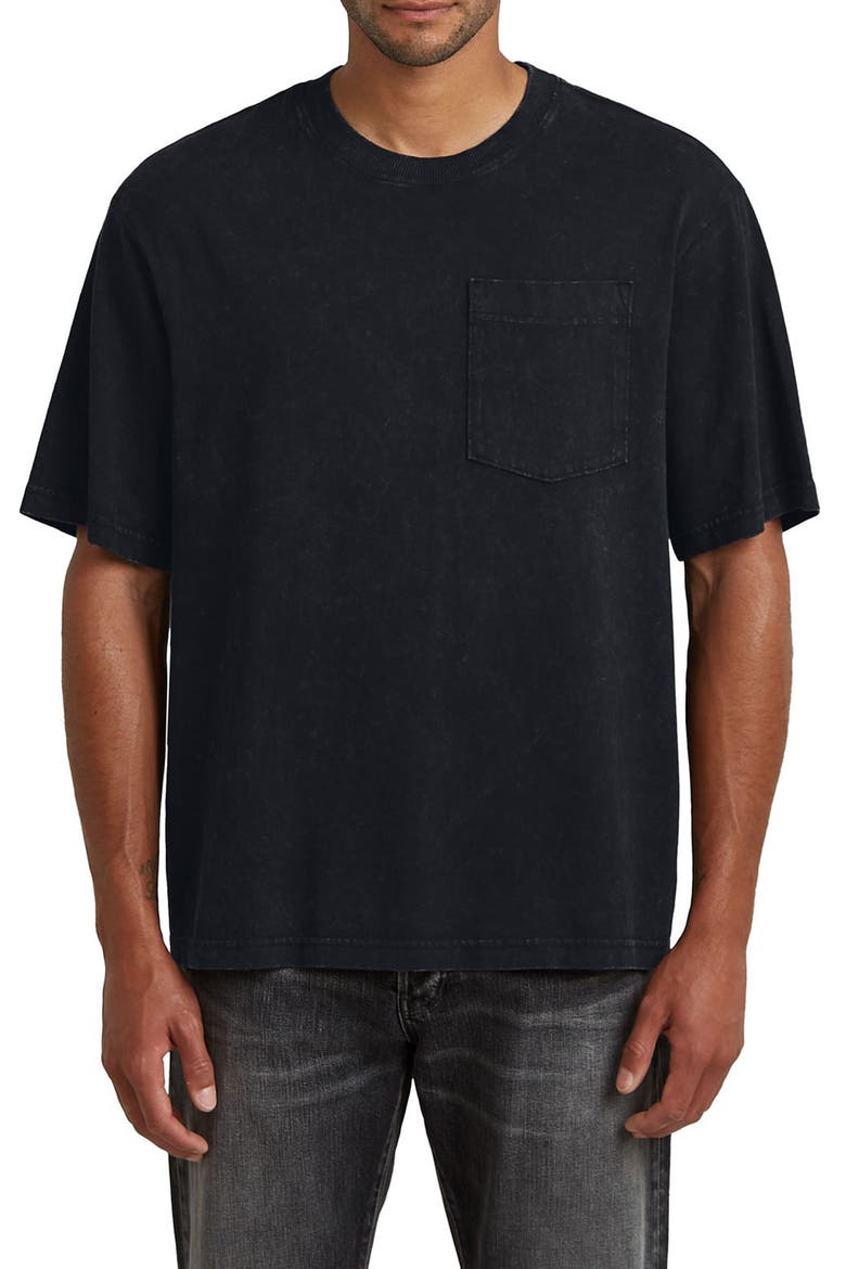 Acid Wash Boxy Fit Organic Cotton Pocket T-Shirt, Main, color, ACID DARK BLACK