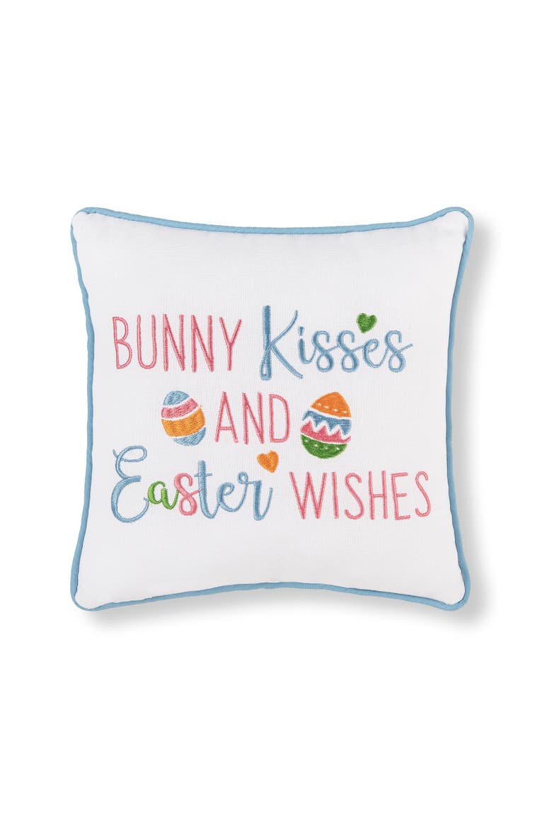 Bunny Kisses Easter Pillow, Main, color, White