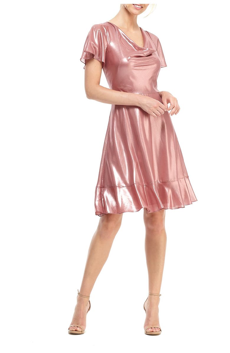 Gal Meets Glam Collection Callista Cowl Neck A-Line Dress, Alternate, color, 