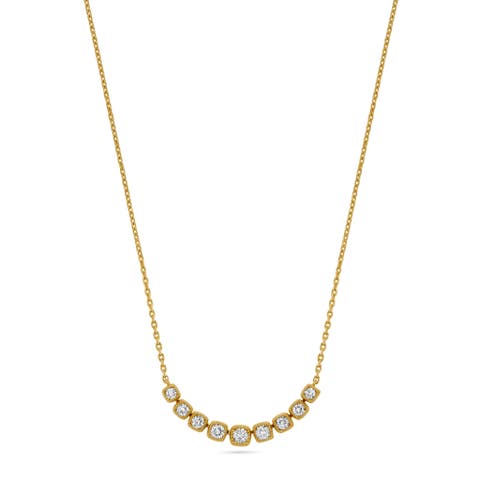 Milgrain Diamond Layered Pendant Necklace in 14K Yellow Gold