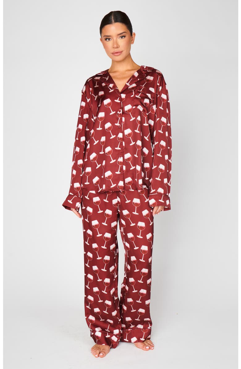 Show Me Your Mumu Classic PJ Set, Main, color, Red Wine Silky