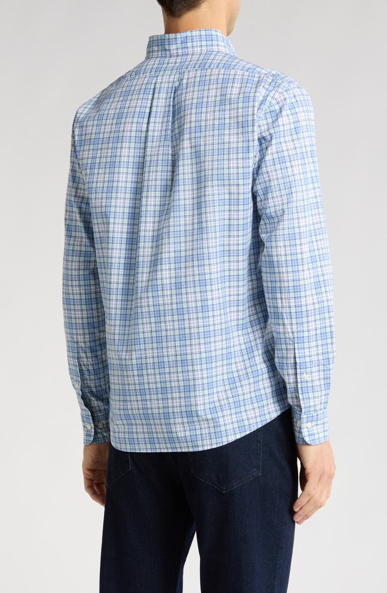 Brooks Brothers Regular Fit Plaid Cotton Button-Down Shirt, Alternate, color, Aqua Tartan