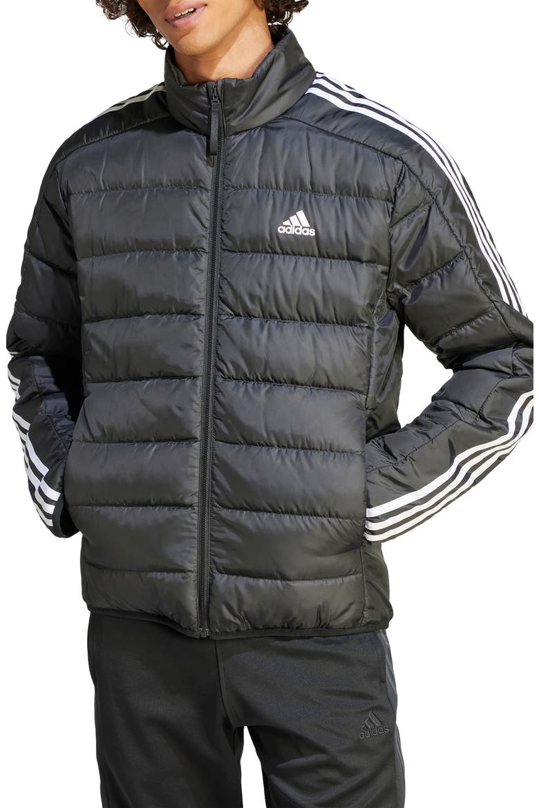 Essentials 3-Stripe Lite Puffer Jacket, Main, color, BLACK