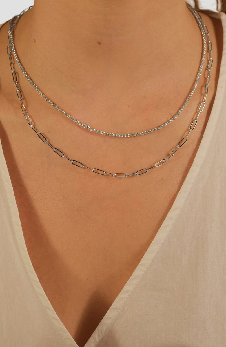 Sterling Forever Emery Textured Chain Necklace, Alternate, color, Silver