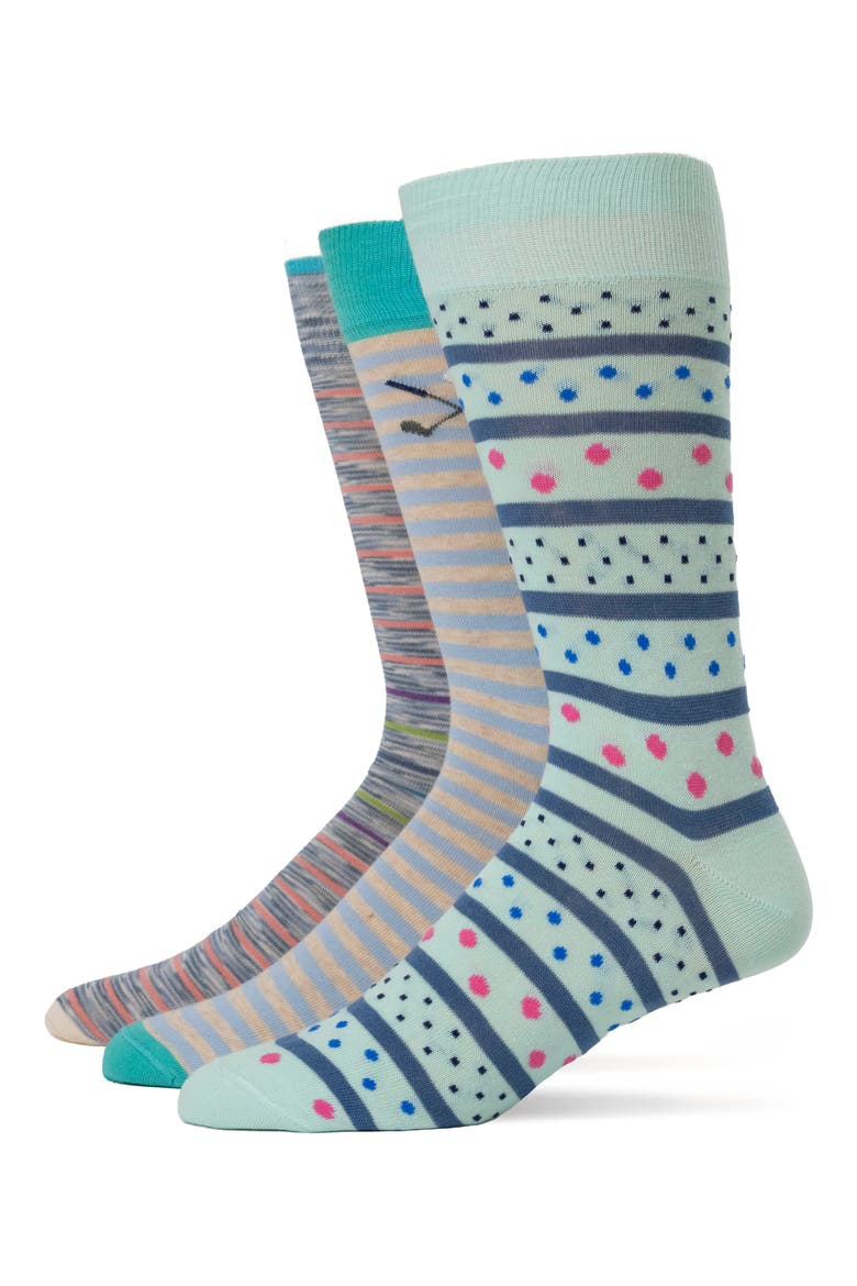 Assorted 3-Pack Crew Socks, Main, color, TEAL