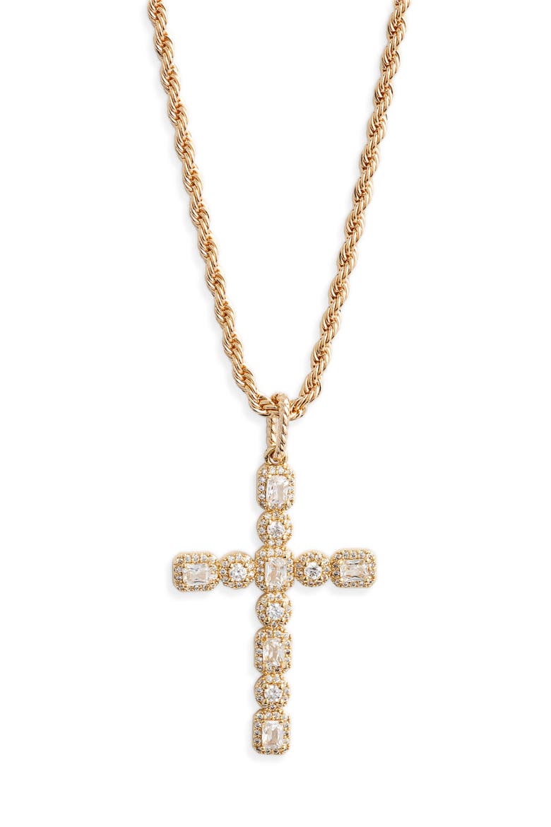 Lavina Cross Pendant Necklace, Main, color, GOLD