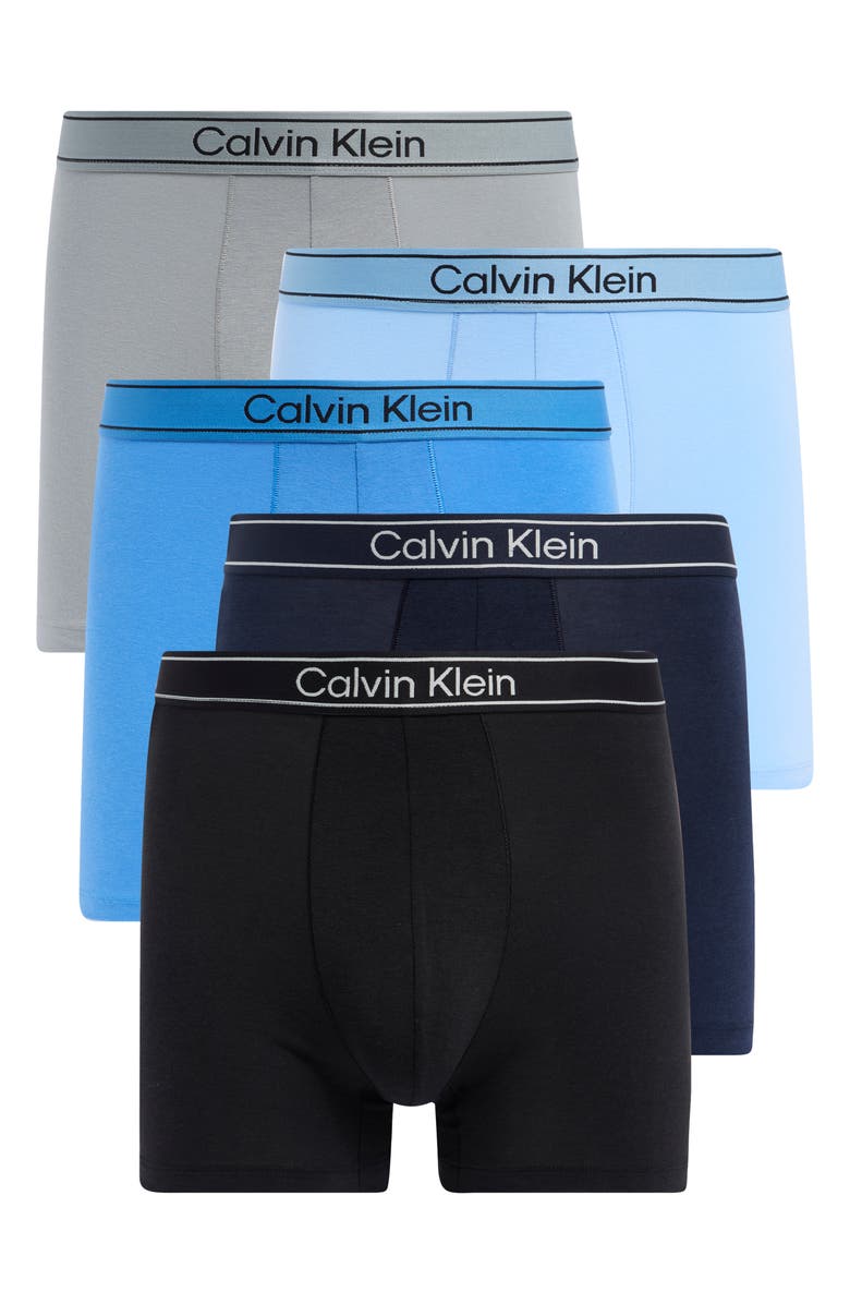 Calvin Klein 5-Pack Boxer Briefs, Main, color, Black/ Shorline/ Wolf Grey