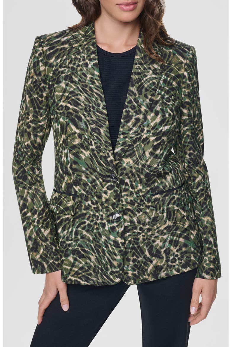 Print Sanded Twill Blazer, Main, color, FOREST LEOPARD