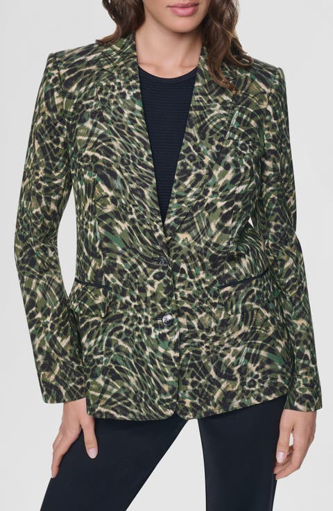 Print Sanded Twill Blazer