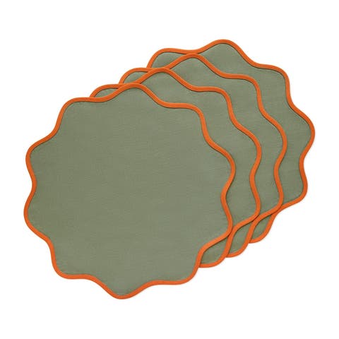 Linen Round Placemats - Giselle Scallop Edge, 16 Inch Round