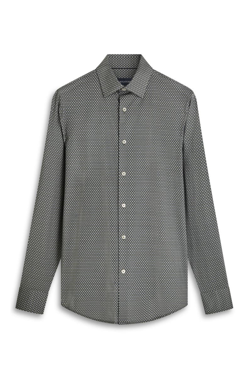 Bugatchi James OoohCotton<sup>®</sup> Honeycomb Print Button-Up Shirt, Alternate, color, Sage
