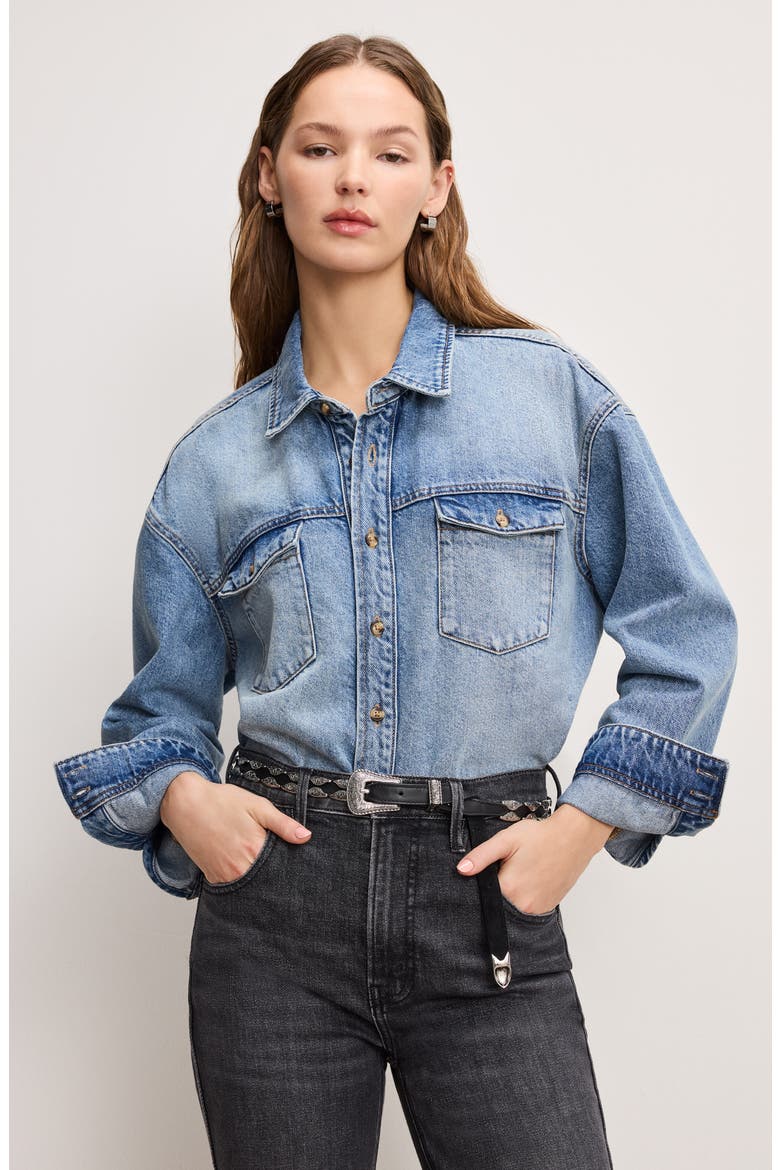 Structured Denim Shirt, Alternate, color, INDIGO901