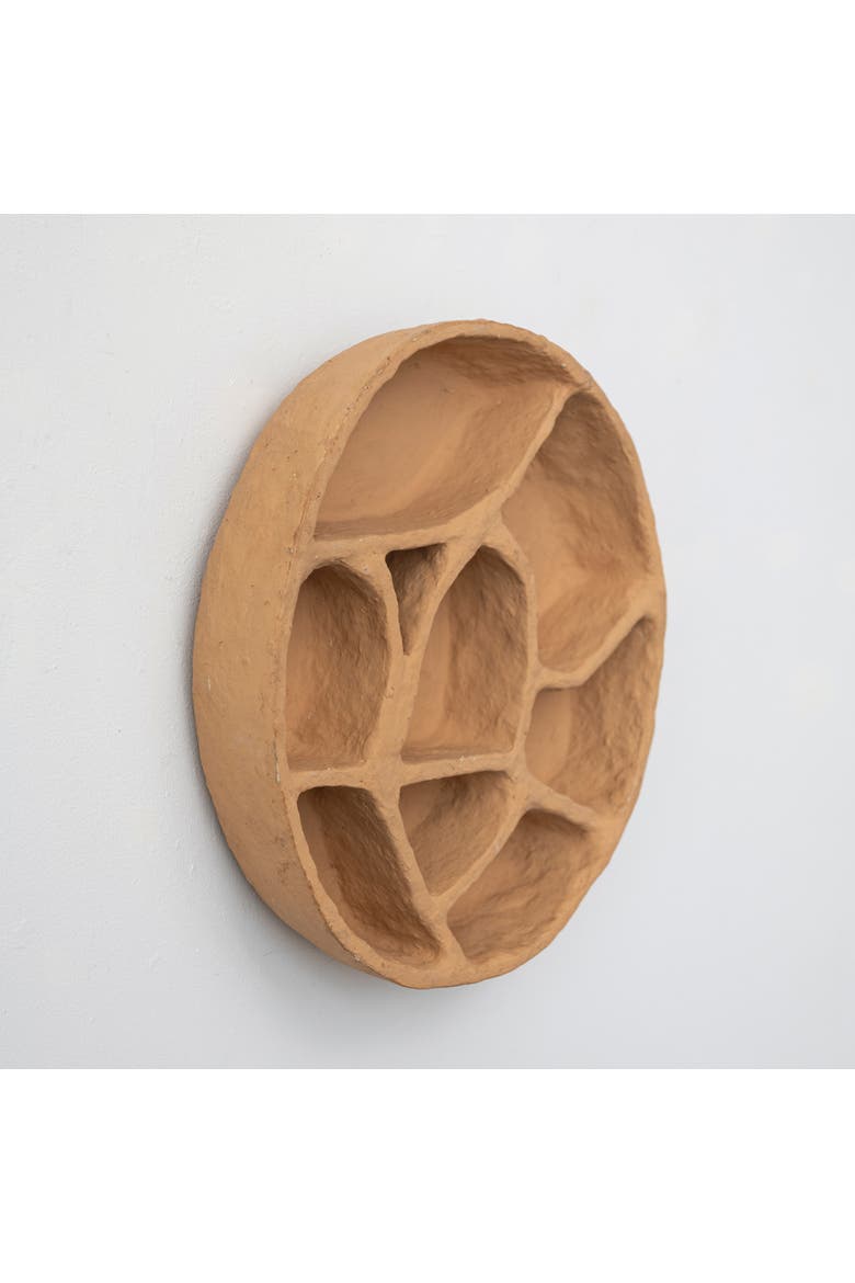 Round Paper Mache Wall Shelf with Multiple Sections, Alternate, color, Orange