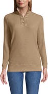 Lands' End Long Sleeve Waffle Quarter Zip Pullover