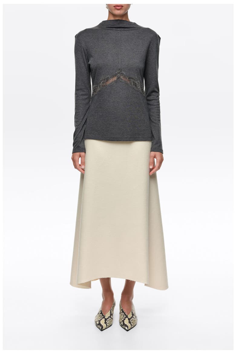 T-shirt with Lace Waist, Main, color, DARK GREY