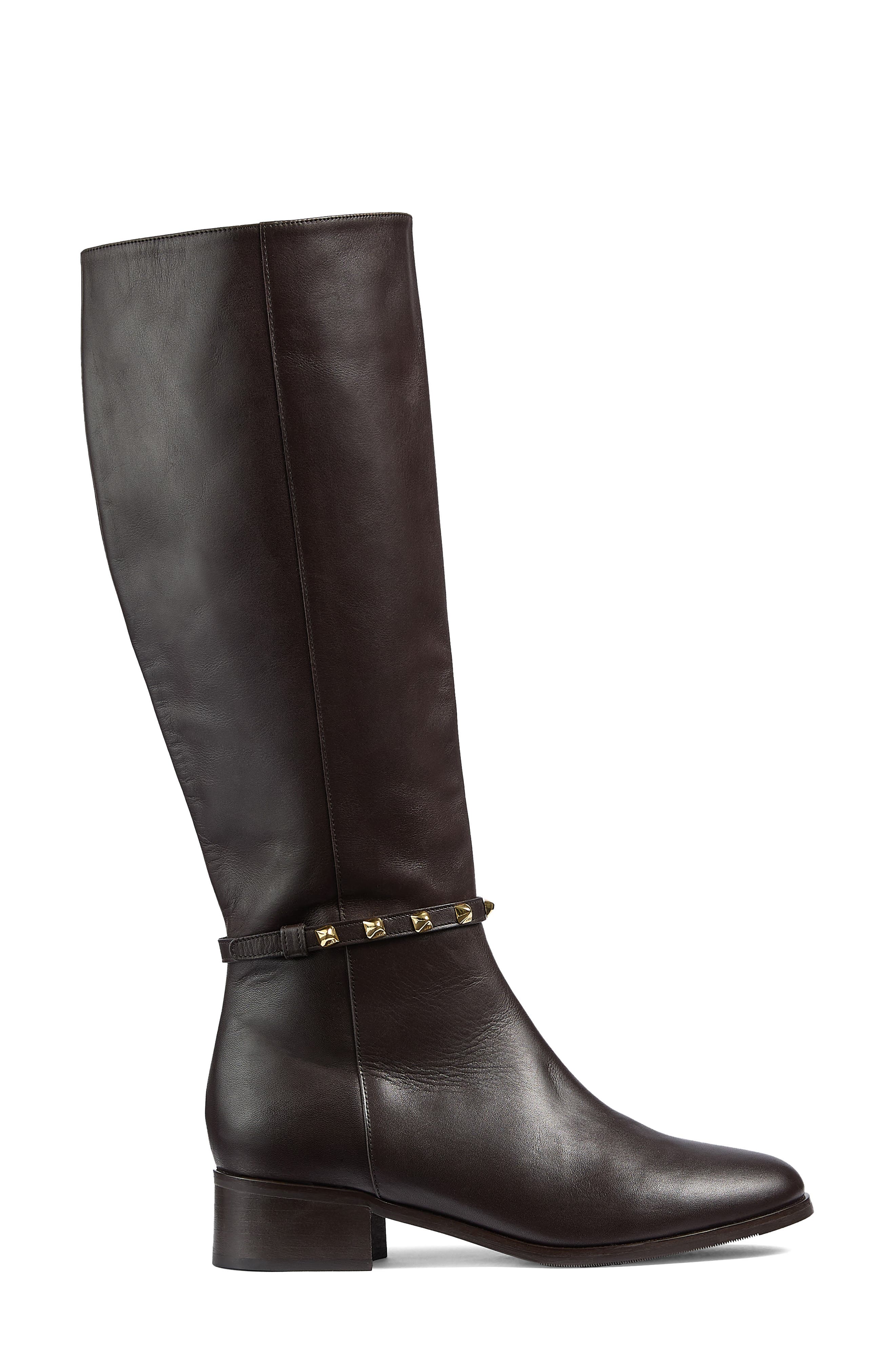 LK Bennett Stevie Stud Detail Knee High Boot, Alternate, color, Brown