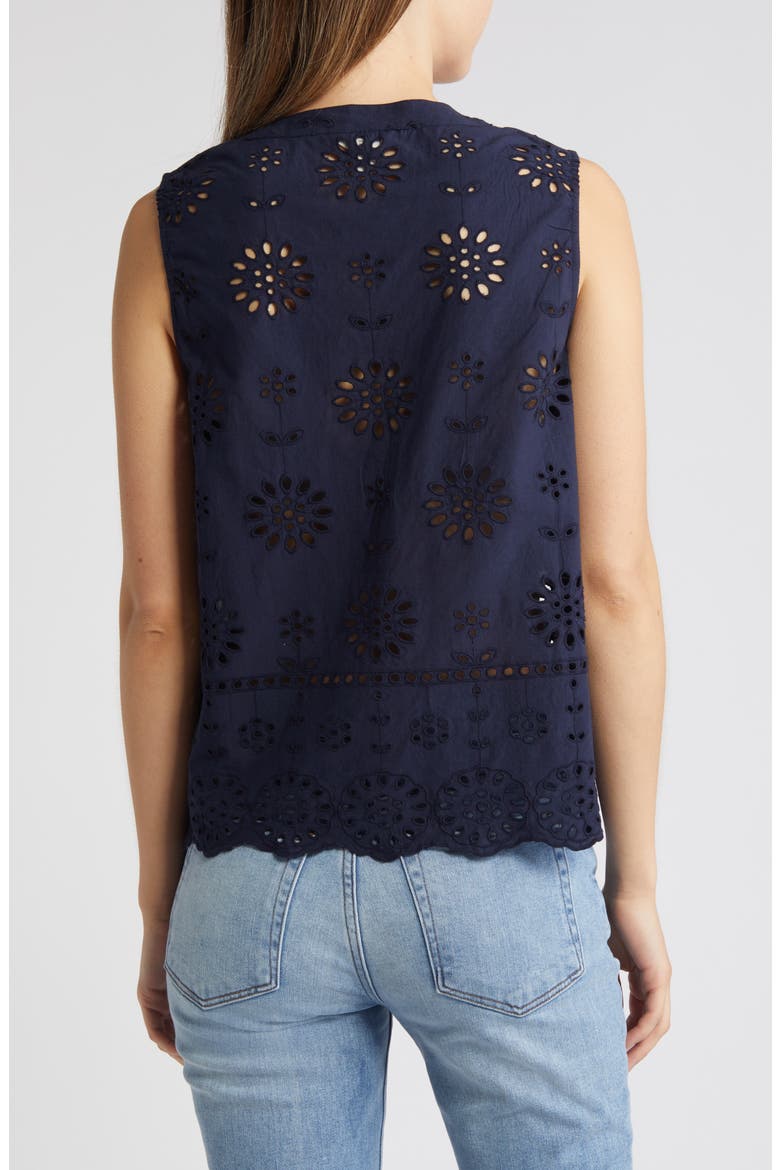 Sleeveless Eyelet Top, Alternate, color, NAVY BLAZER