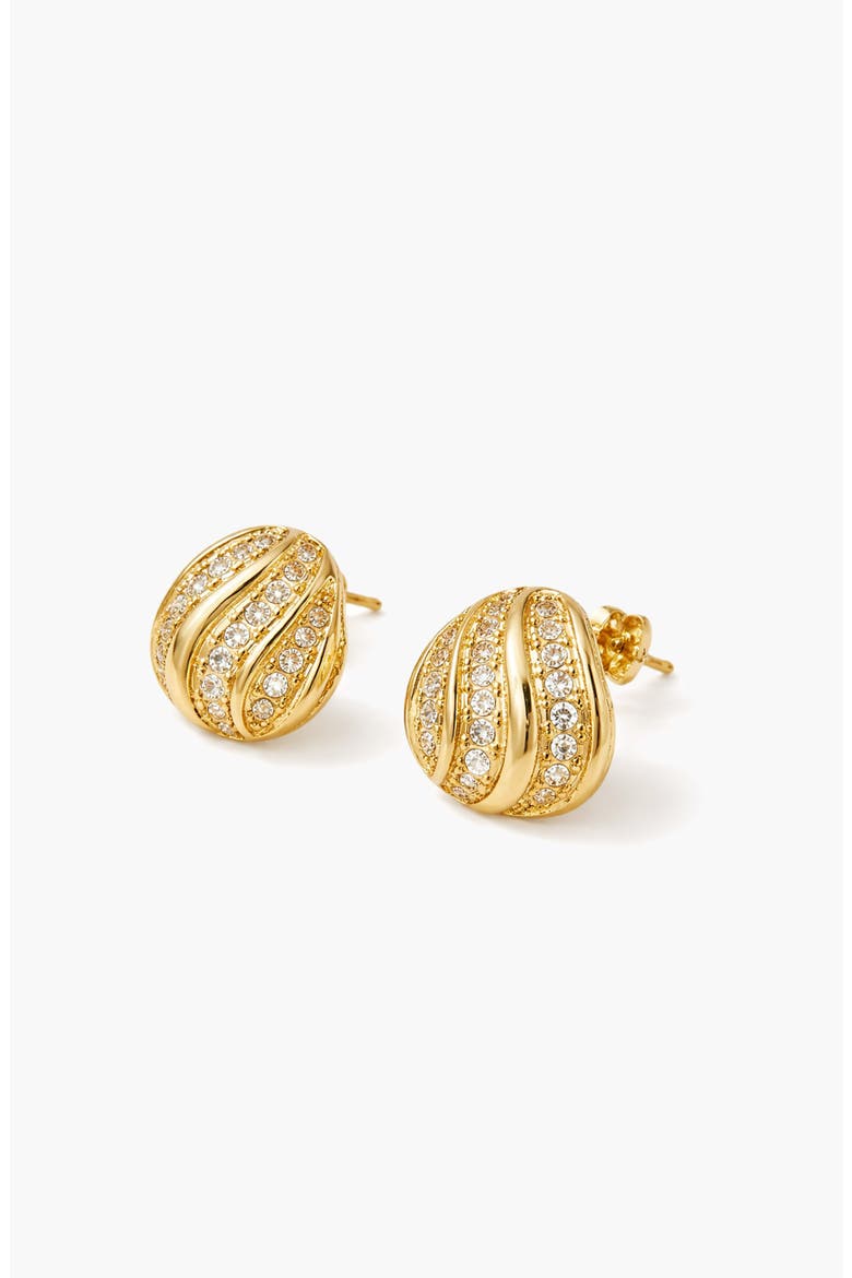 Twerti Pave Midi Studs In Gold & Crystals, Alternate, color, Gold
