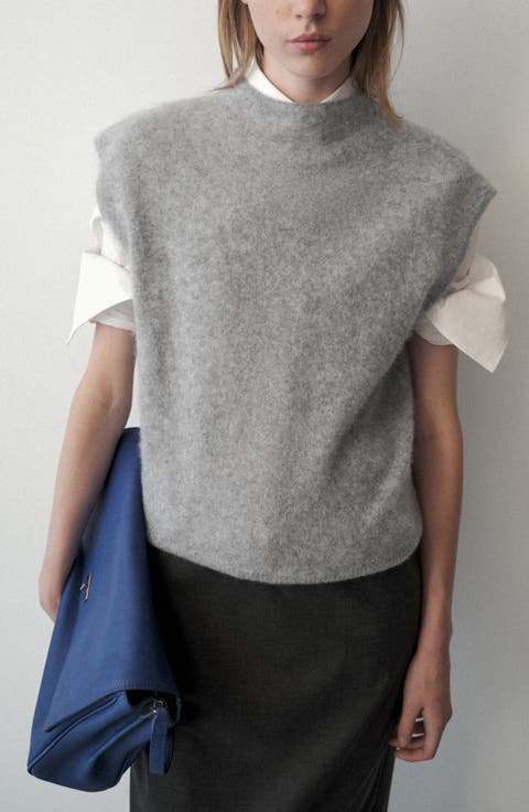 Wool Mock Neck Sweater Vest