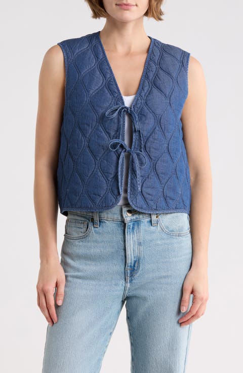 Heart Quilted Denim Vest