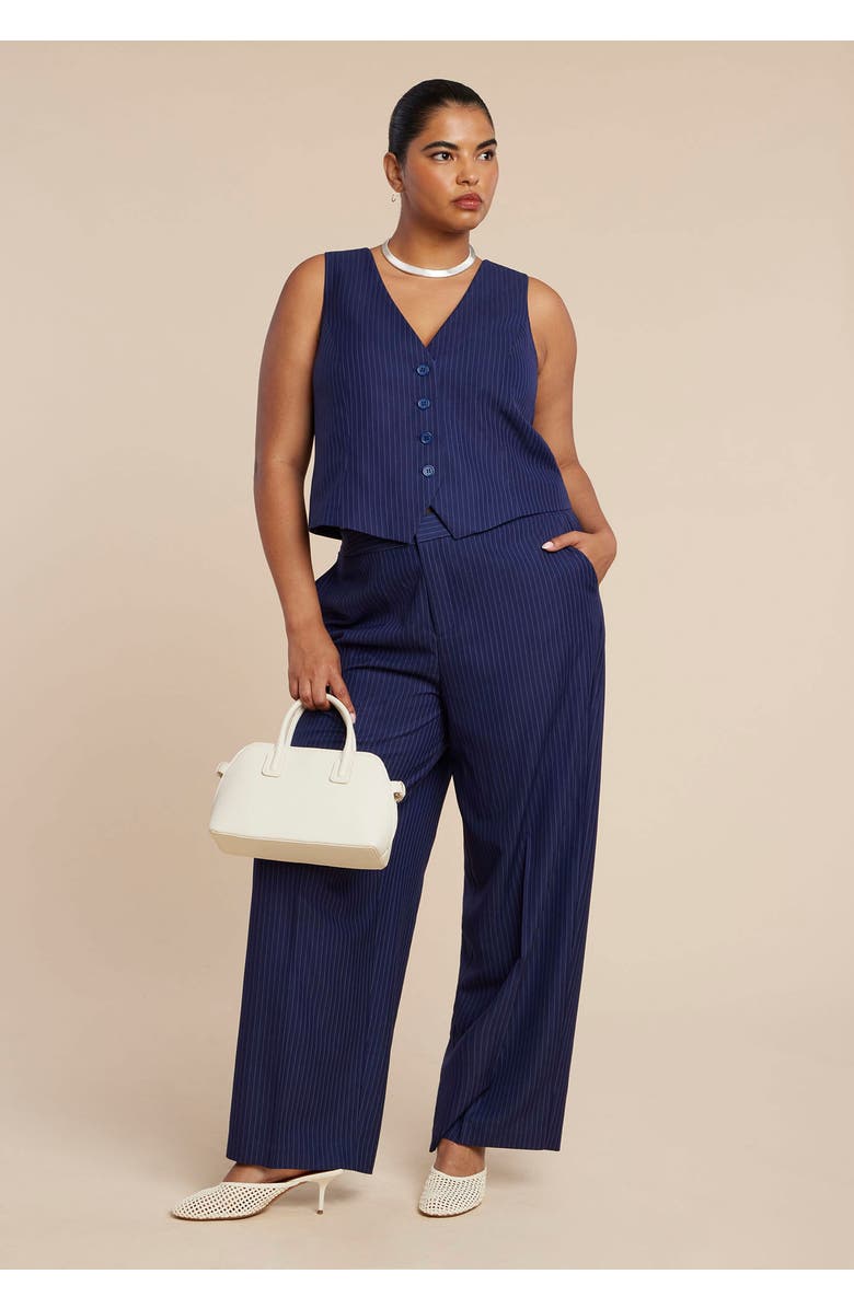 ELOQUII Pinstripe Suit Vest, Alternate, color, Navy Pinstripe