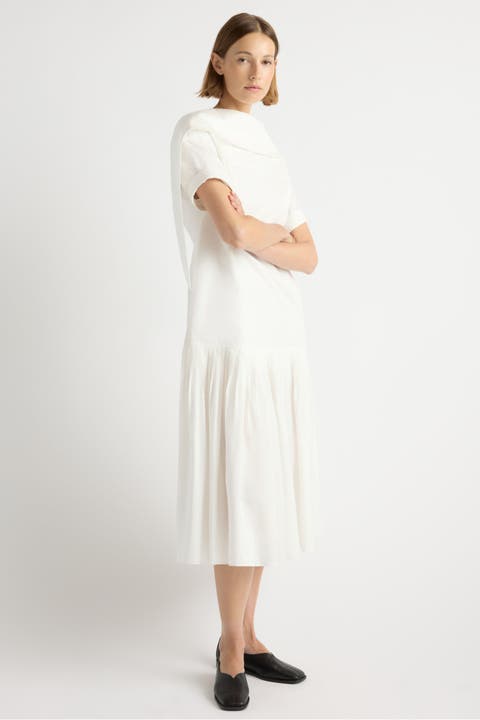 Babba Shirred Scarf-Neck Dress