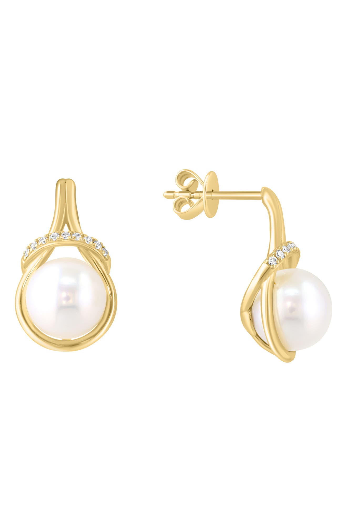 Pearl and Diamond Drop Earrings