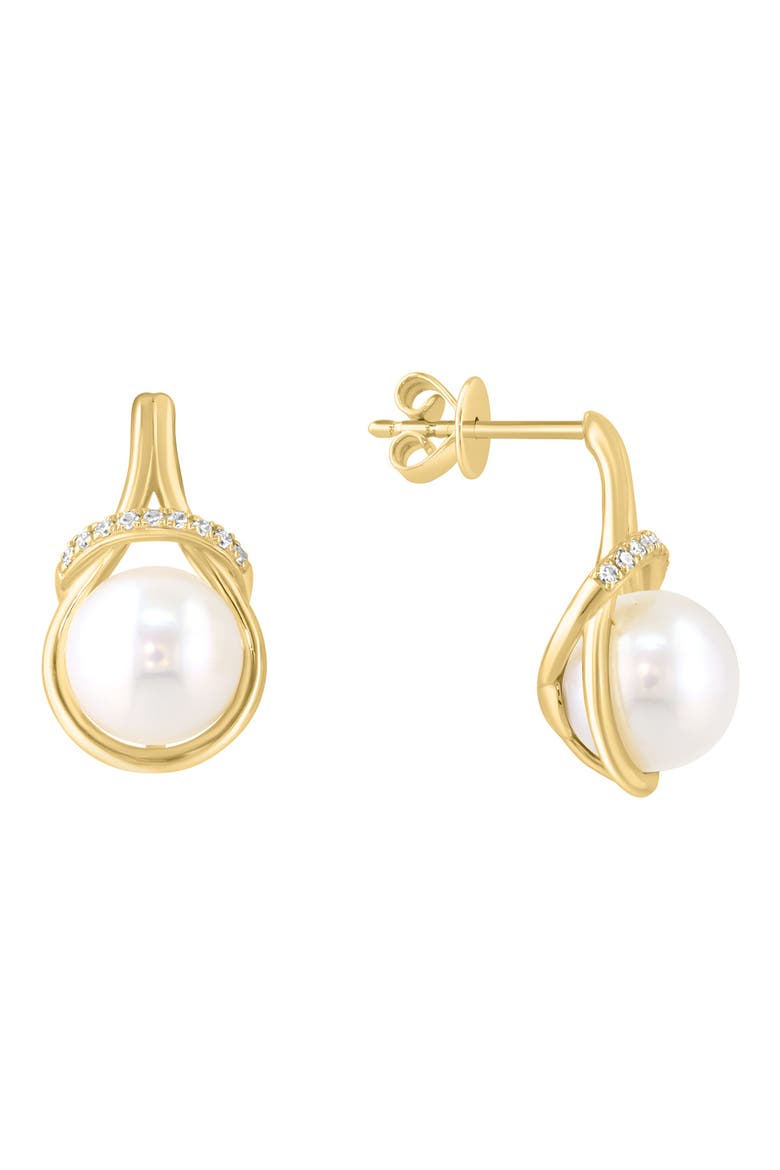 Pearl and Diamond Drop Earrings, Main, color, WHITE