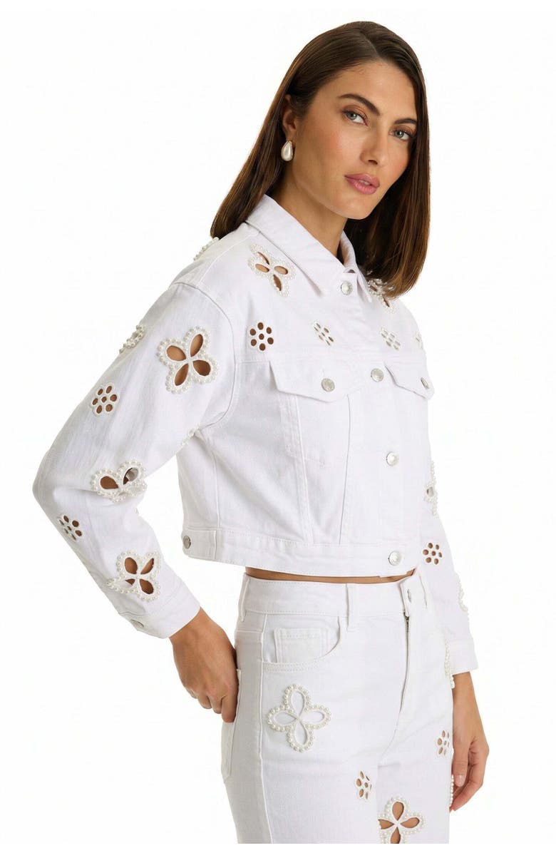 The Noli Shop Kaia Pearl Jean Jacket, Alternate, color, White