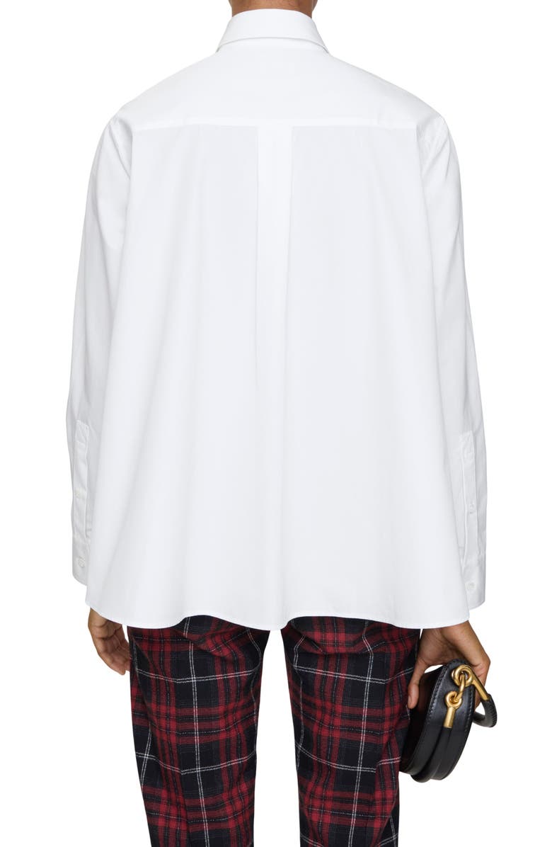 Burberry Heidi Cotton Poplin Button-Up Shirt, Alternate, color, Optic White