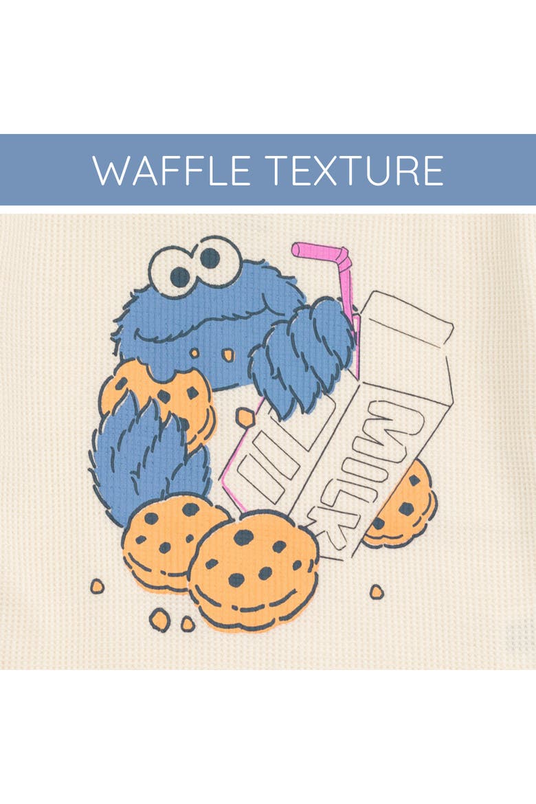 Cookie Monster Sweatshirt and Waffle Pants Set, Alternate, color, Blue Cookie Monster