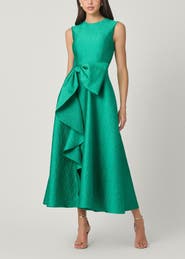 Shoshanna Midnight Laura Emerald Jacquard Dress
