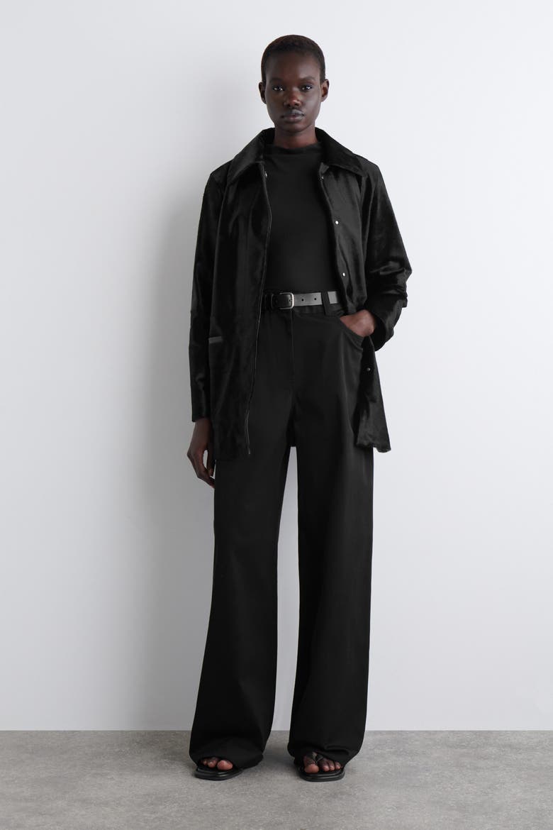Wide-Leg Cotton Pants, Main, color, BLACK