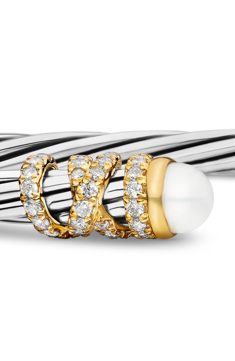 David Yurman Helena Bracelet In Sterling Silver & 18K Gold with Pearls & Diamonds, 4mm, Alternate, color, Pearl