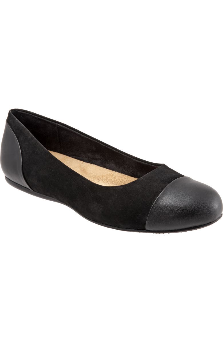 SoftWalk<sup>®</sup> Sonoma Cap Toe Flat, Main, color, Black Nu