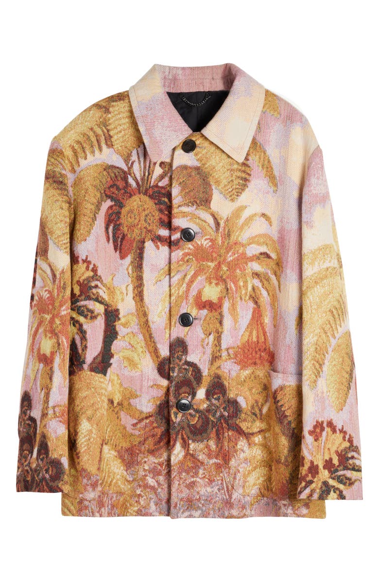 Dries Van Noten Ronnor Palm Jacquard Cotton Blend Tweed Shirt