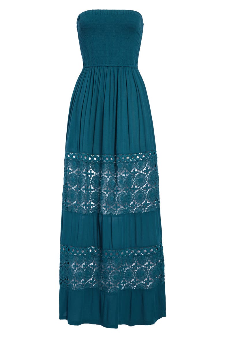 Farrah Smocked Cover-Up Maxi Dress, Main, color, TEAL CORAL