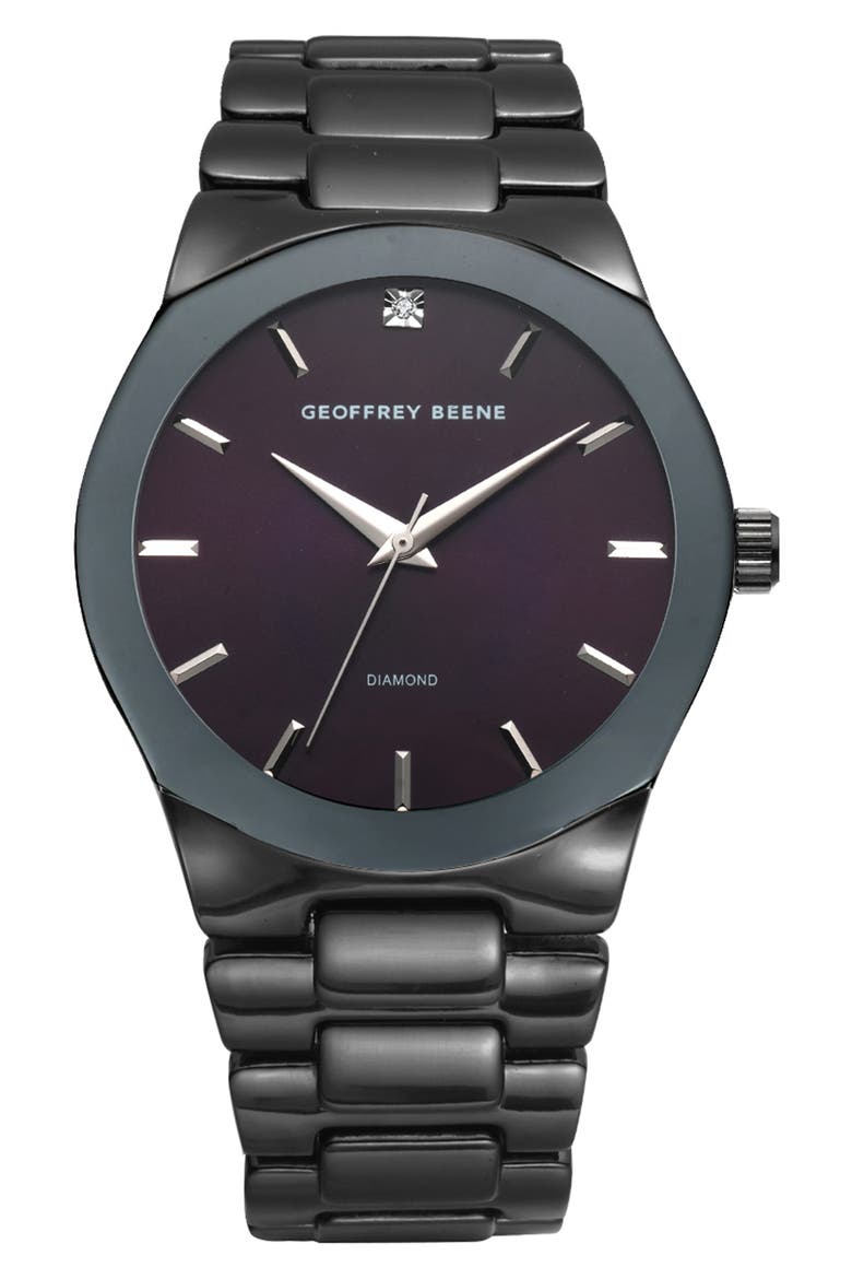 Genuine Diamond Bracelet Watch, 41mm - 0.001ct., Main, color, BLACK