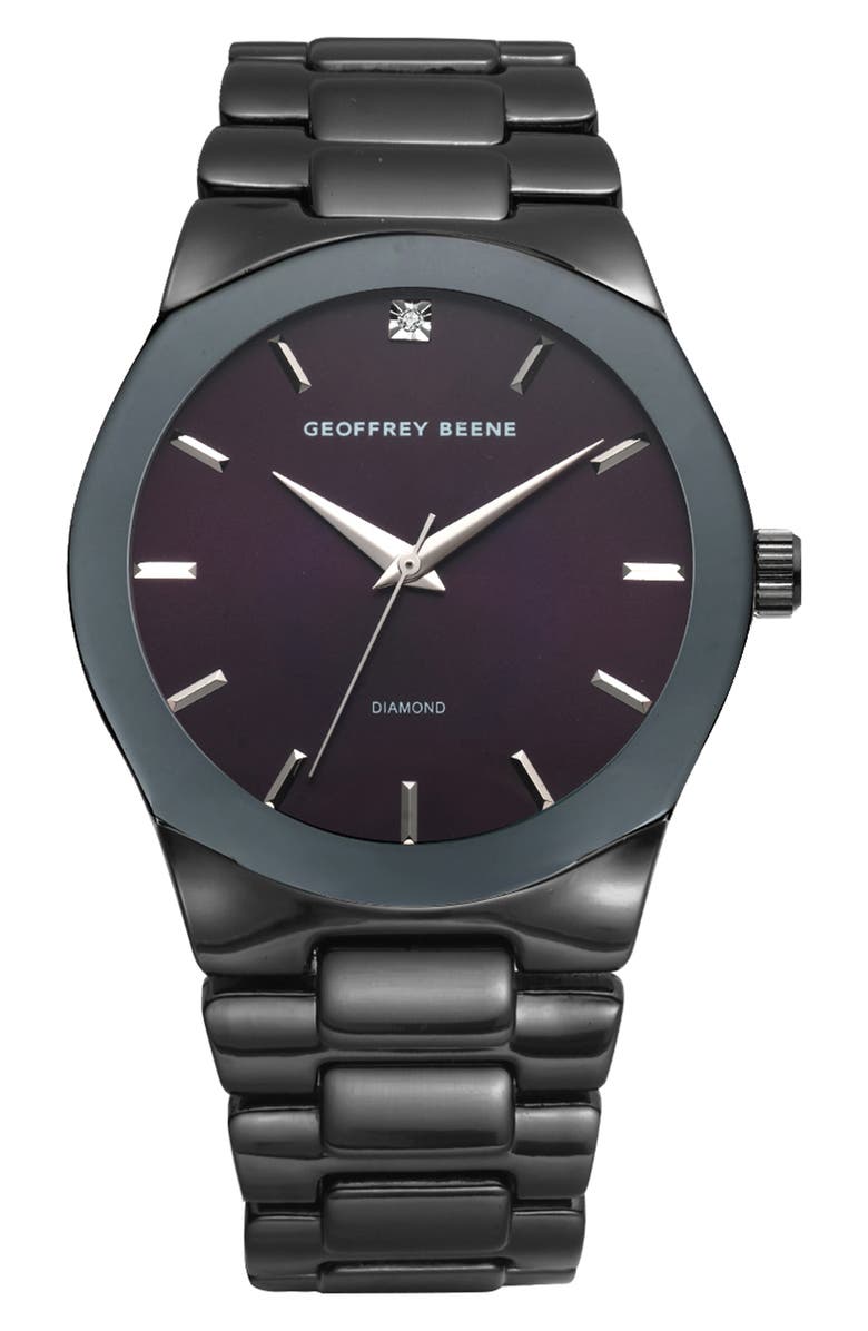 GEOFFREY BEENE Genuine Diamond Bracelet Watch, 41mm - 0.001ct., Main, color, Black