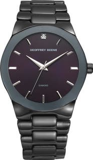 GEOFFREY BEENE Genuine Diamond Bracelet Watch, 41mm - 0.001ct.